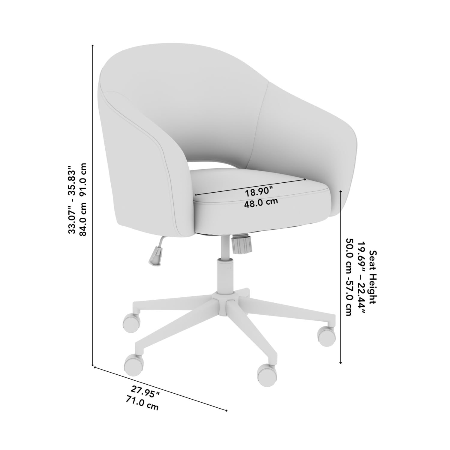 Bush Furniture Fairfax Ergonomic Fabric Mid Century Mid Back Modern Desk Chair for Home Office, Dark Charcoal Fabric, Standard Delivery - Image 4