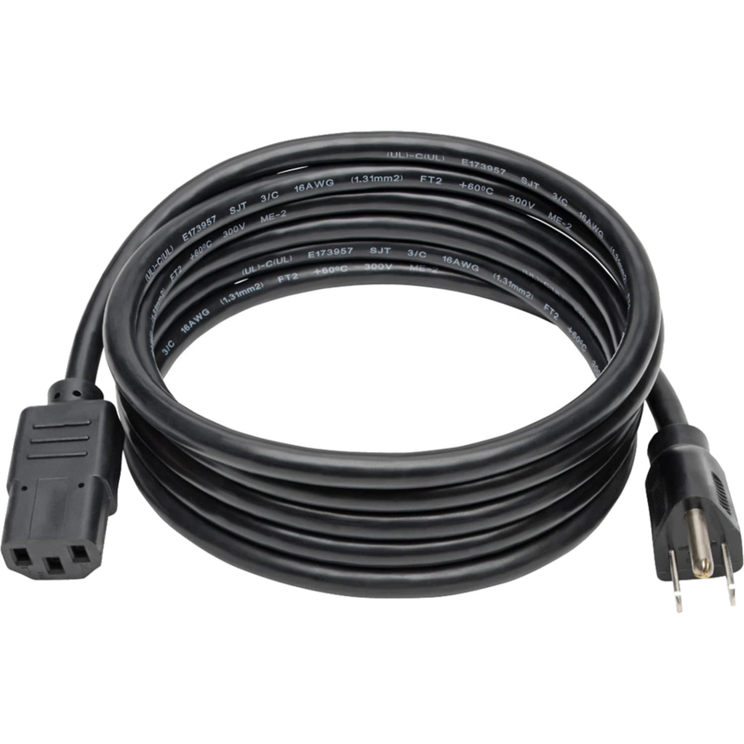 Eaton Tripp Lite Series Desktop Computer AC Power Cable, NEMA 5-15P to C13 - 13A, 125V, 16 AWG, 8 ft. (2.43 m), Black - Power cable - power IEC 60320 C13 to NEMA 5-15 (M) - AC 110 V - 8 ft - black - Image 3