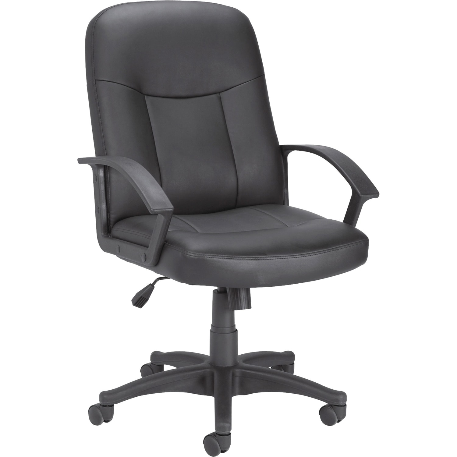 Lorell Manager Ergonomic Bonded Leather Mid-Back Chair, Black - Image 3
