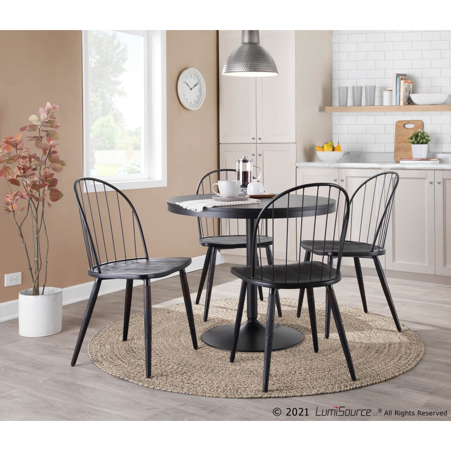LumiSource Dakota Dining Table, 29-3/4inH x 36inW x 36inD, Black/Black - Image 6