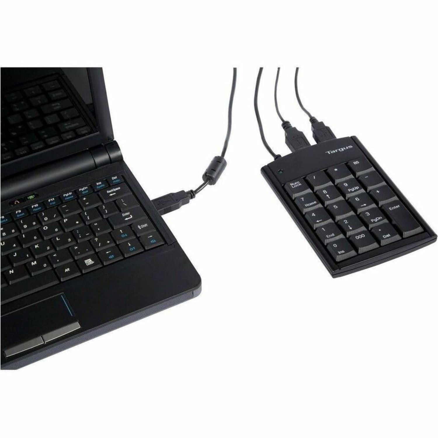 Targus Ultra Mini 19-Key Numeric Keypad With USB Hub, Black, PAUK10U - Image 4
