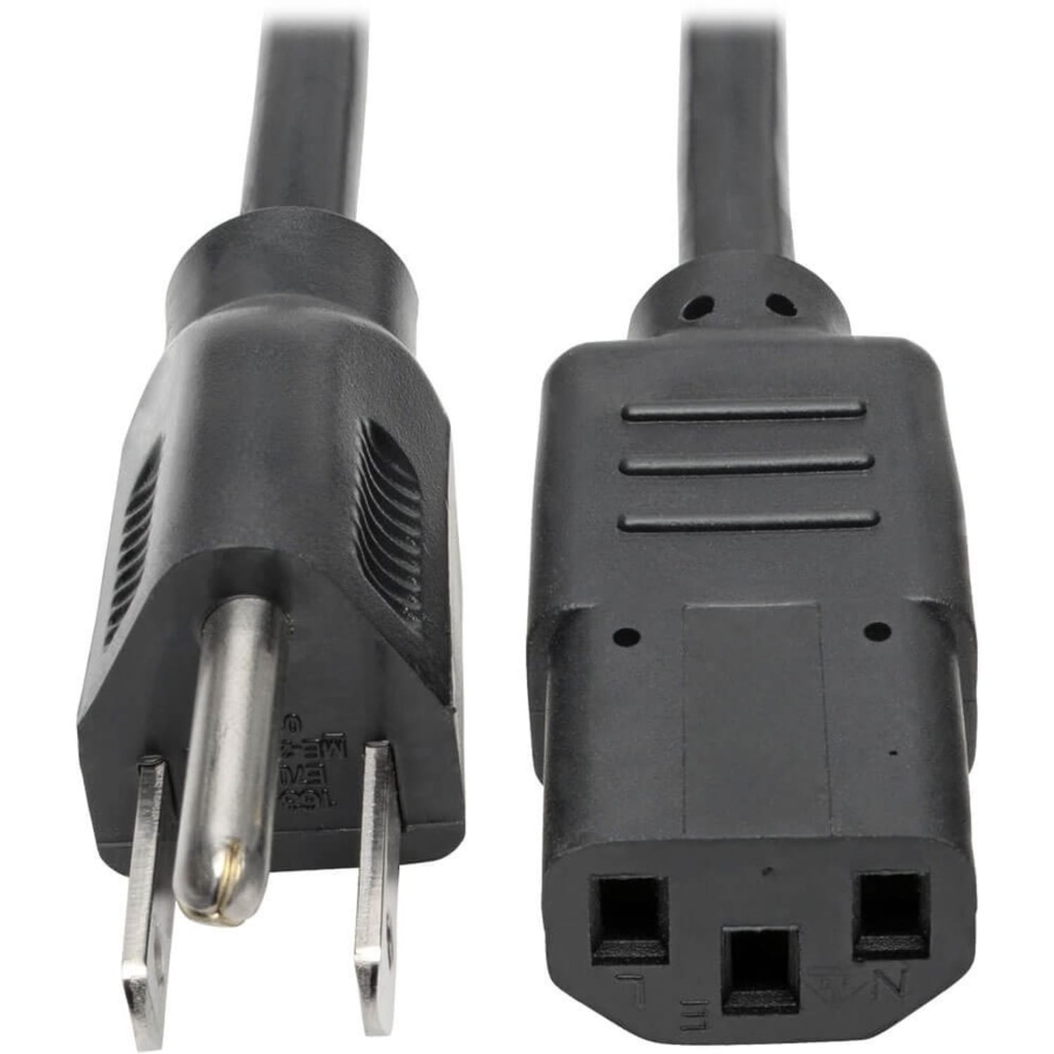 Eaton Tripp Lite Series Desktop Computer AC Power Cable, NEMA 5-15P to C13 - 10A, 125V, 18 AWG, 20 ft. (6.09 m), Black - P006020