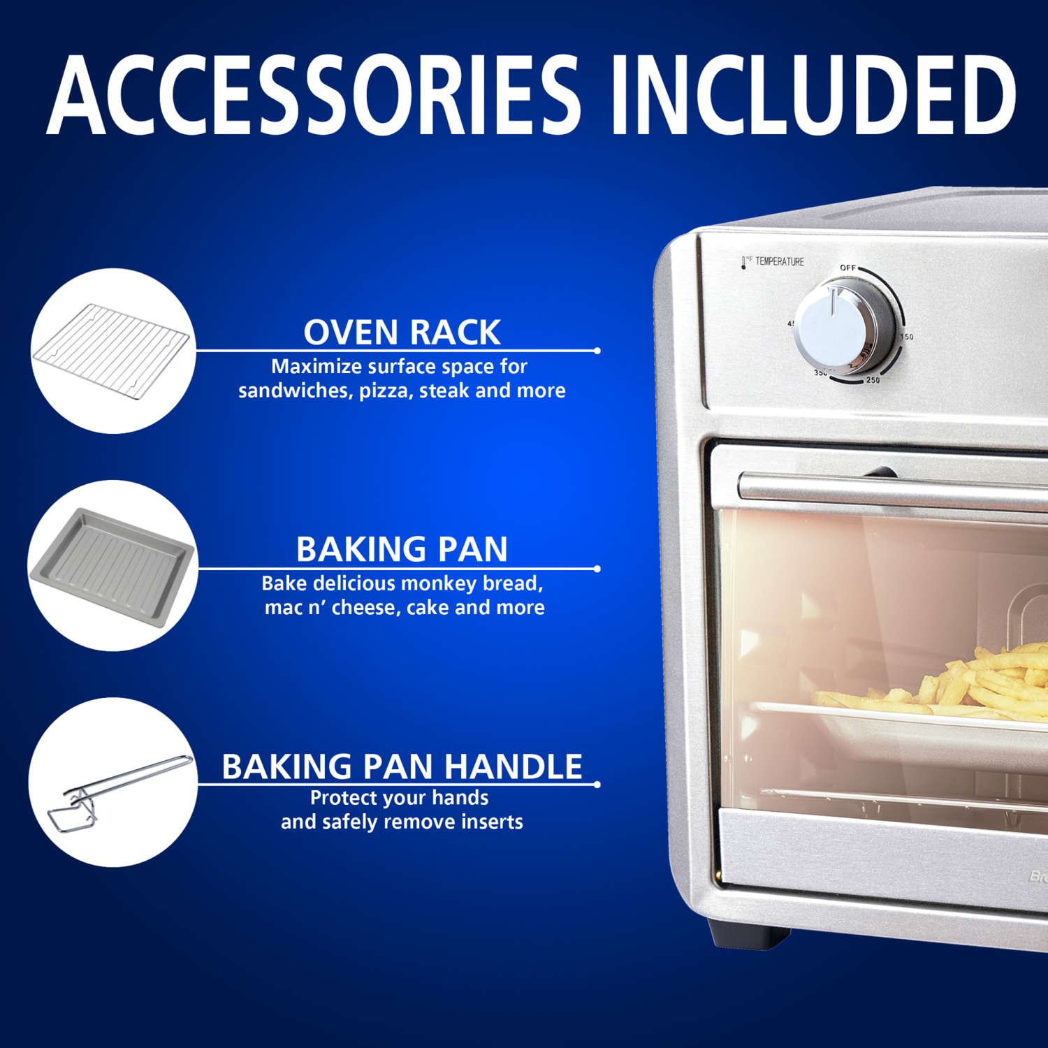 Brentwood 1700 Watt 24 Qt Convection Air Fryer Toaster Oven, Silver - Image 5