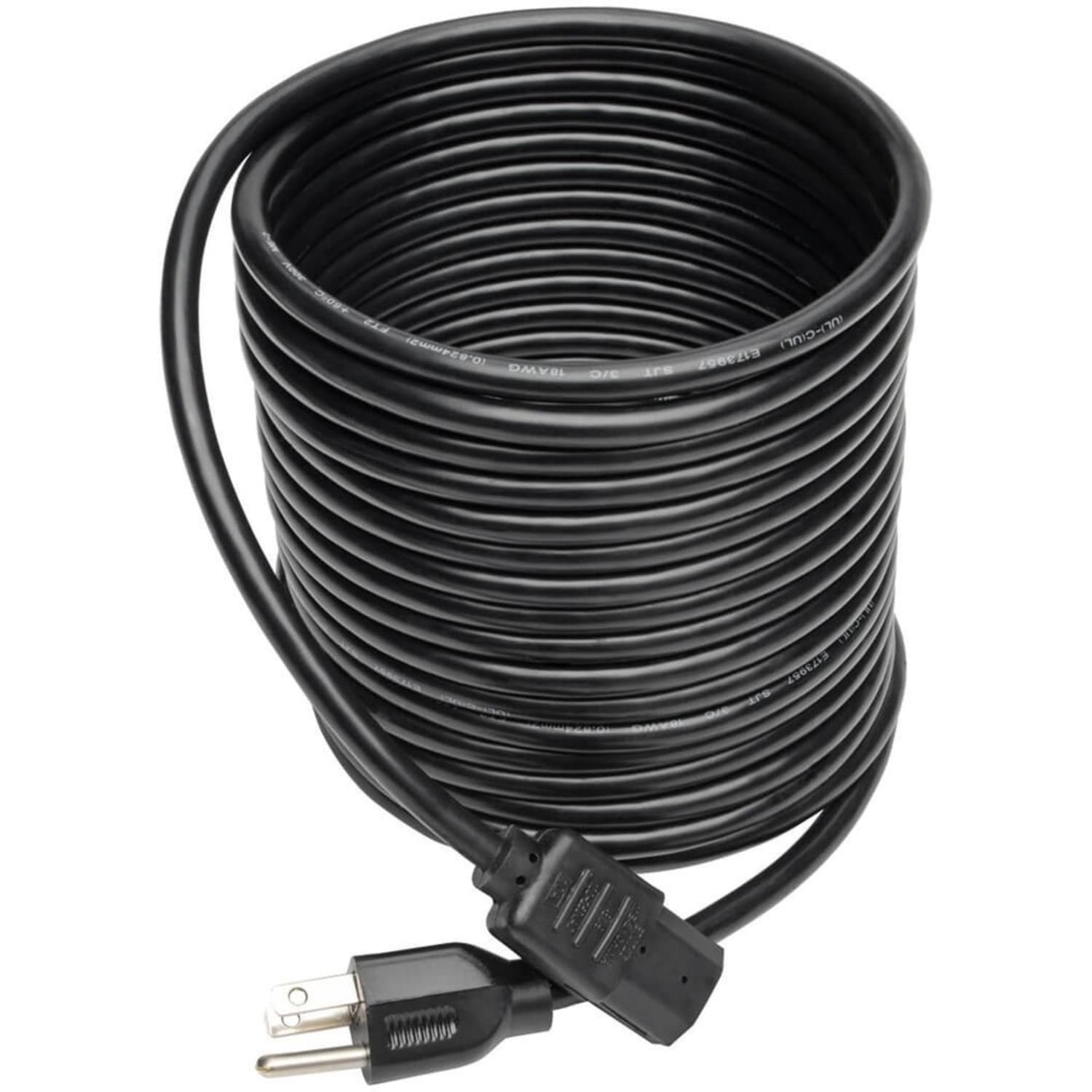 Eaton Tripp Lite Series Desktop Computer AC Power Cable, NEMA 5-15P to C13 - 10A, 125V, 18 AWG, 25 ft. (7.62 m), Black - Power cable - power IEC 60320 C13 to NEMA 5-15 (M) - AC 110 V - 25 ft - black - Image 3