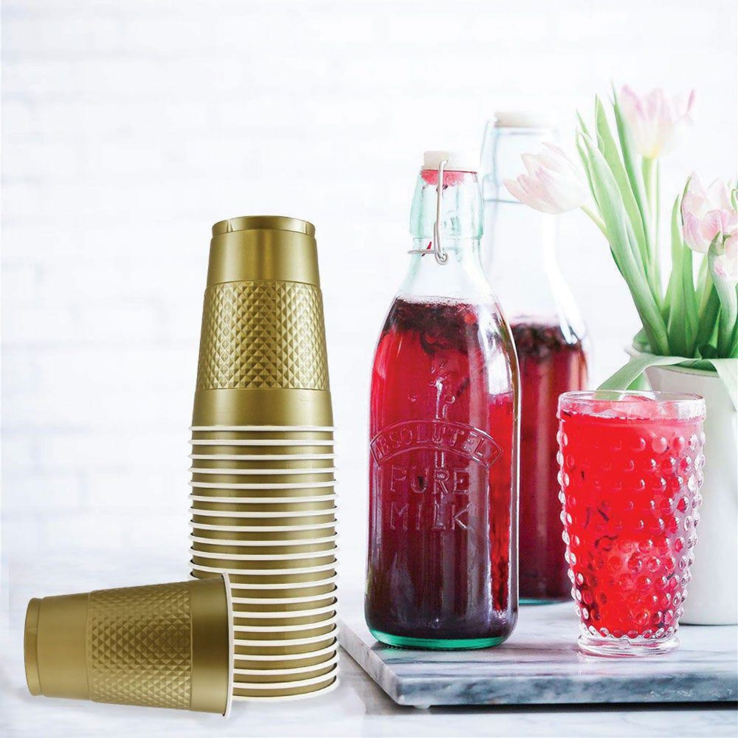 JAM PAPER Plastic Party Cups, 16 oz, Gold, 20 Glasses/Pack - Image 3