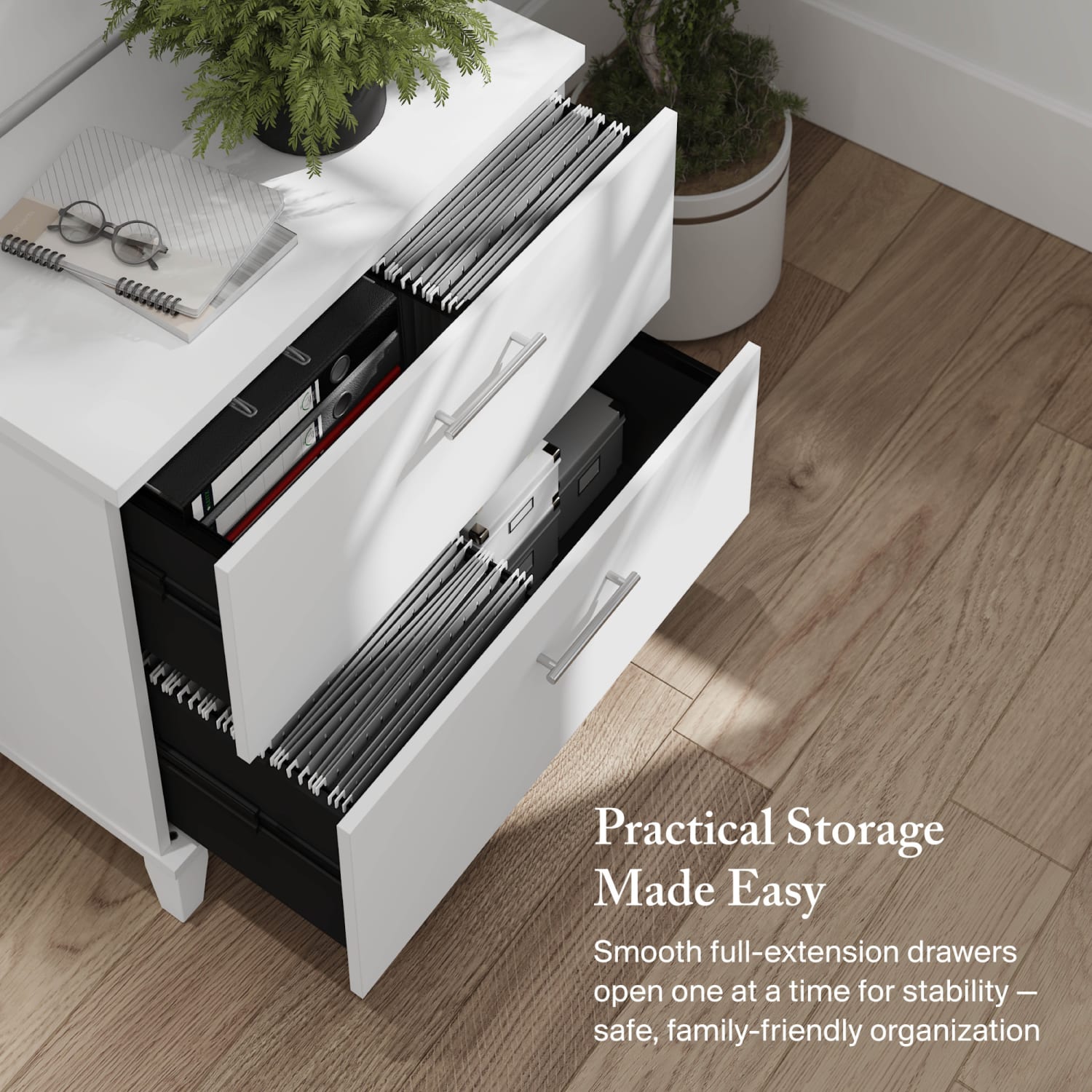 Bush Business Furniture Somerset 29-3/4inW x 16-11/16inD Lateral 2-Drawer File Cabinet, White, Standard Delivery - Image 5