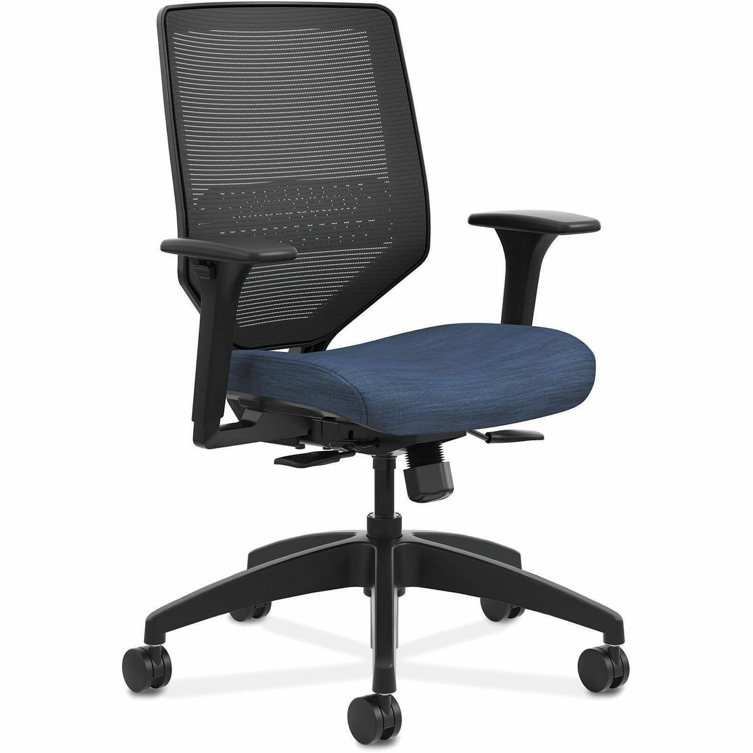HON Solve Fabric Mid-Back Task Chair, Ilira-Stretch Mesh Back, Midnight/Black - Image 4