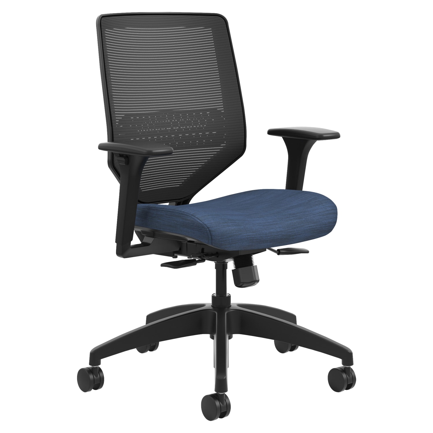 HON Solve Fabric Mid Back Task Chair Ilira Stretch Mesh Back MidnightBlack PopularChairscom