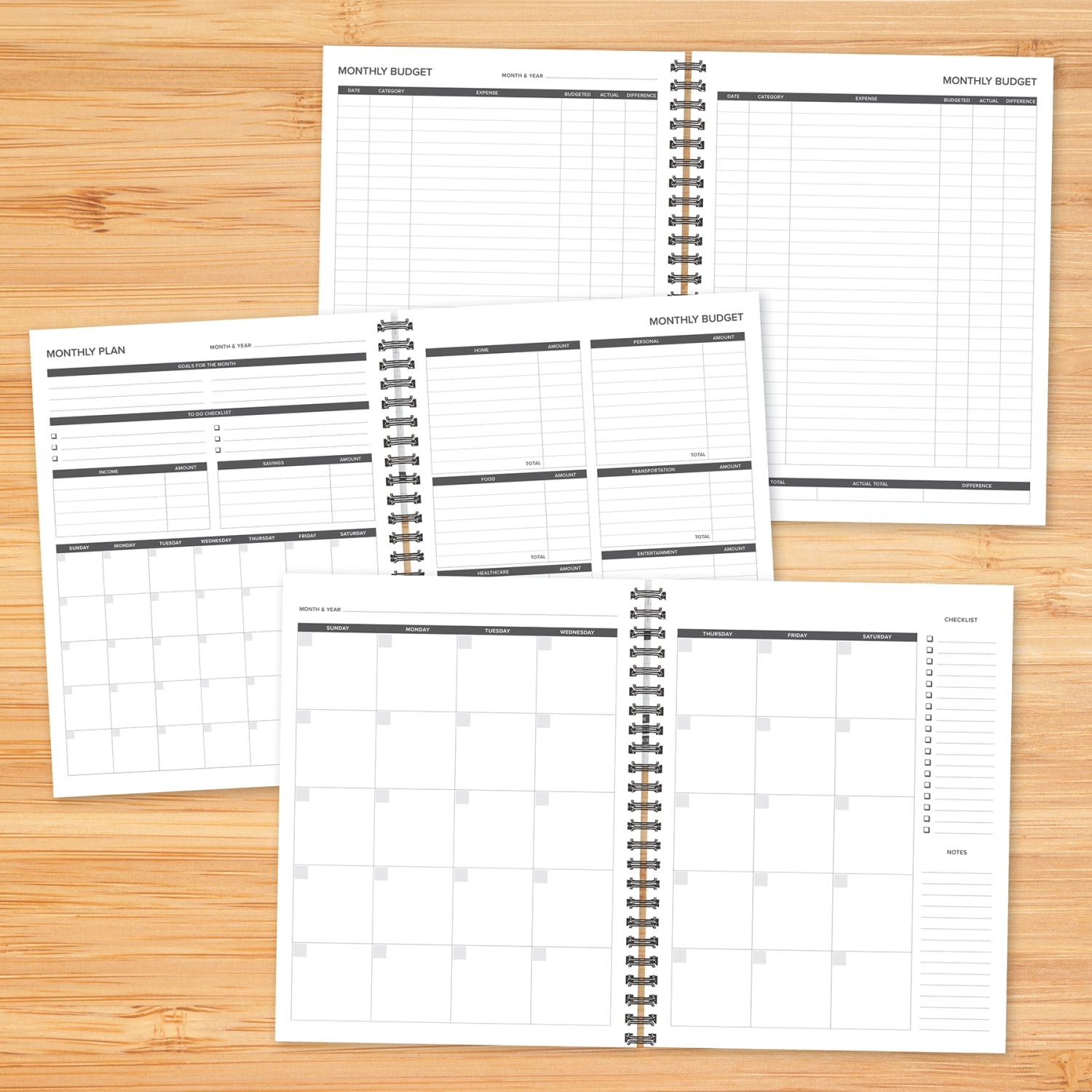 Willow Creek Press 12-Month Undated Budget/Finance Monthly Tracker Planner, 8-1/2in x 11in, Black - Image 5