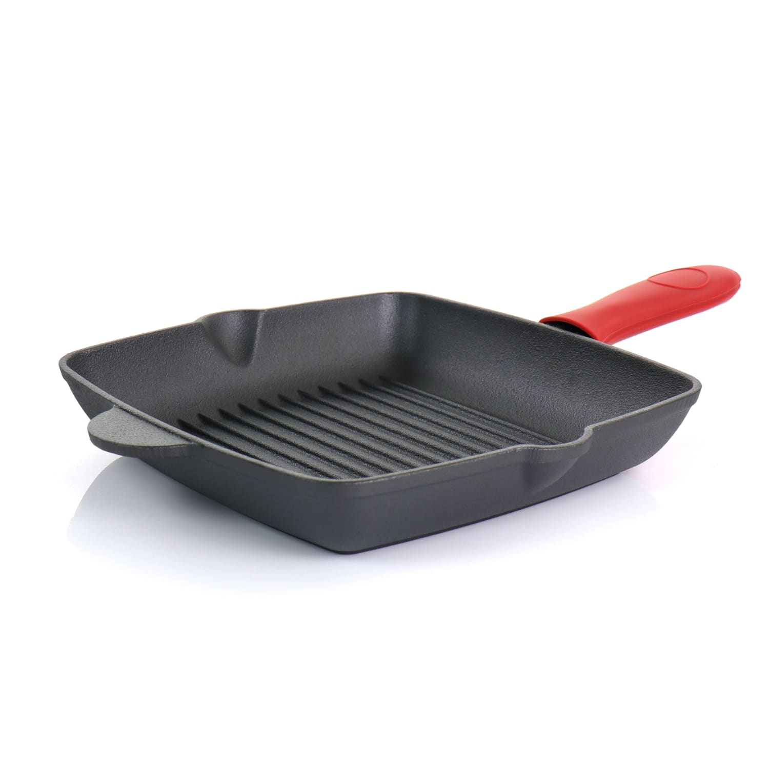 MegaChef Pre-Seasoned 4-Piece Cast Iron Cookware Set, Black/Red - Image 4