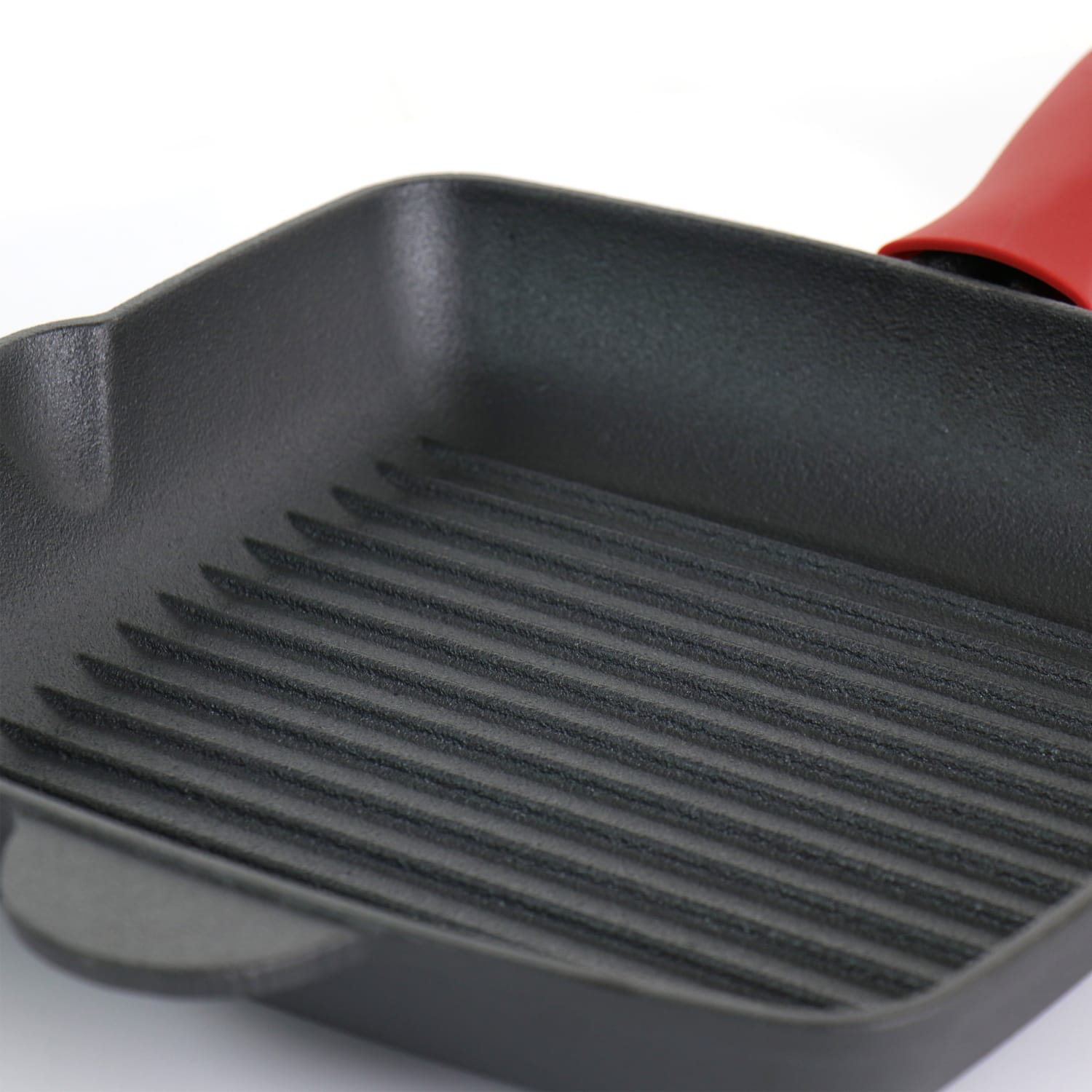 MegaChef Pre-Seasoned 4-Piece Cast Iron Cookware Set, Black/Red - Image 6