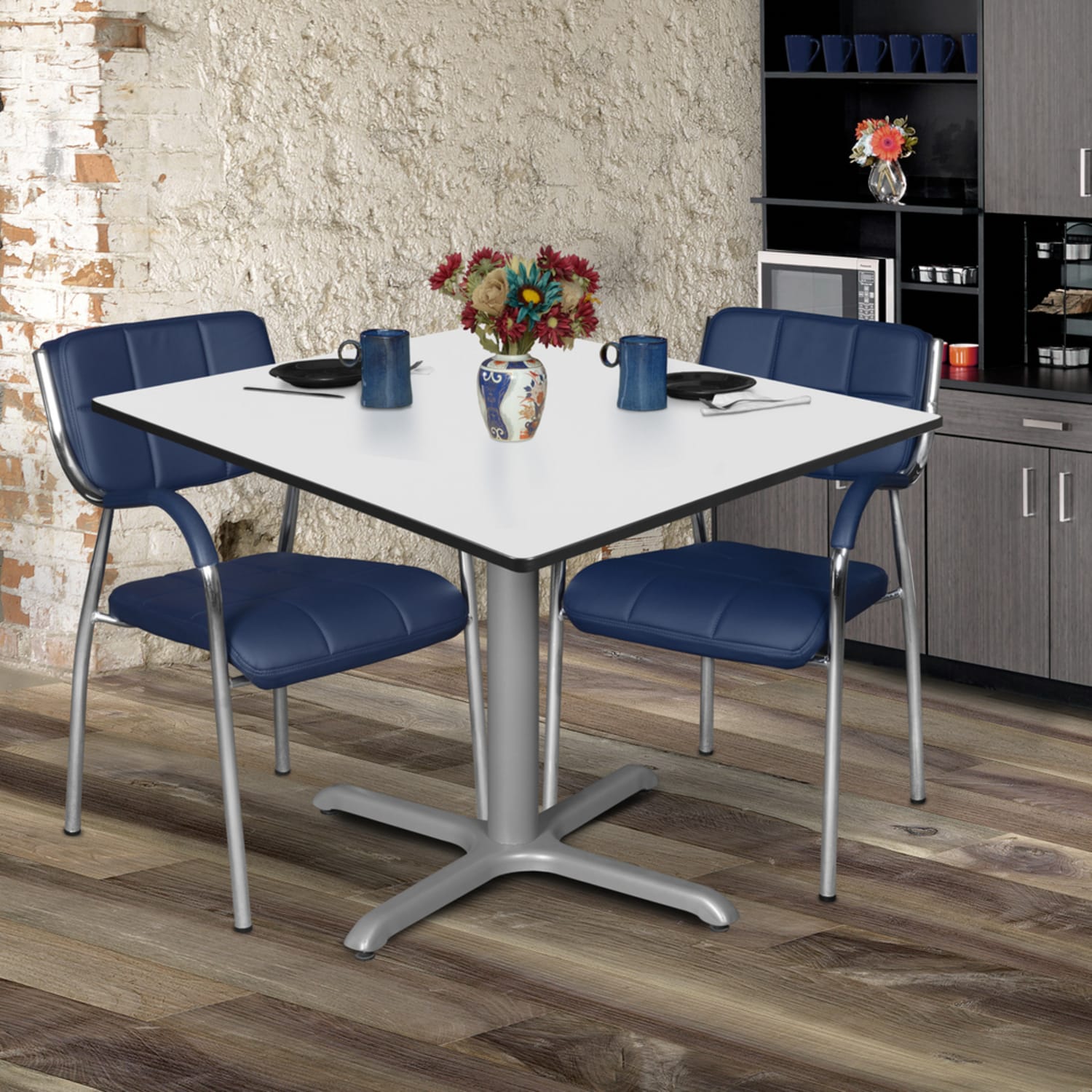 Regency Cain Square X-Base Breakroom Table, 29inH x 48inW x 48inD, White/Mahogany - Image 3