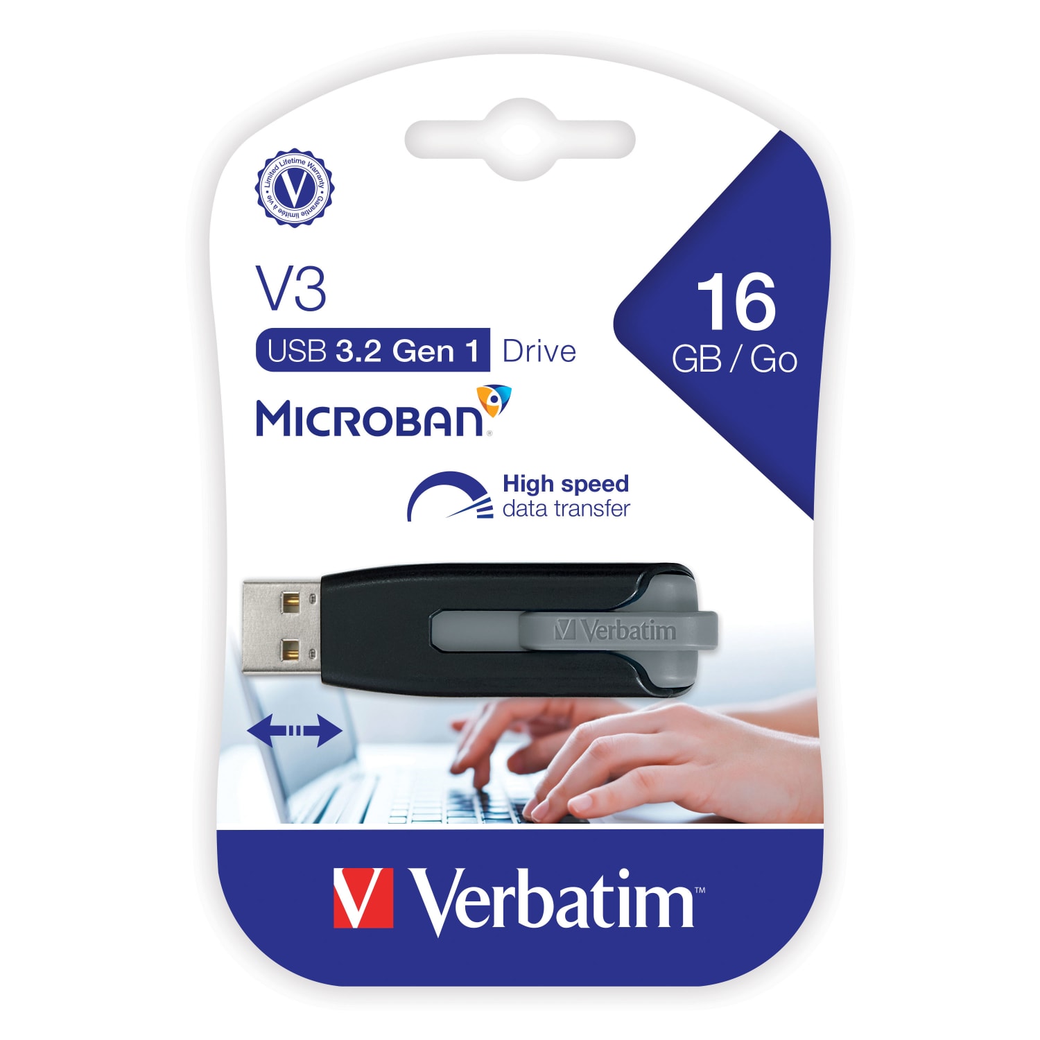 Verbatim Store"nGo V3 USB 3.2 Gen 1, 16GB, Black/Gray - Image 3