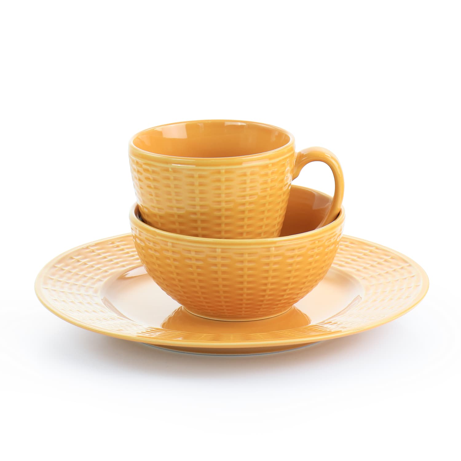 Gibson Home Cairo Sunset 12-Piece Ceramic Dinnerware Set, Orange - Image 6
