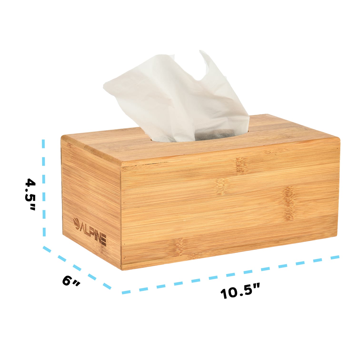 Alpine Wooden Tissue Box Covers, 4-1/2in x 10-1/2in x 6in, Bamboo, Pack Of 2 Covers - Image 5