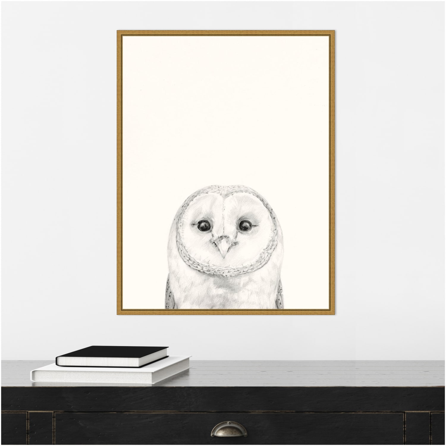 Amanti Art Animal Mug III Owl by Victoria Borges Framed Canvas Wall Art Print, 24inH x 18inW, Gold - Image 5