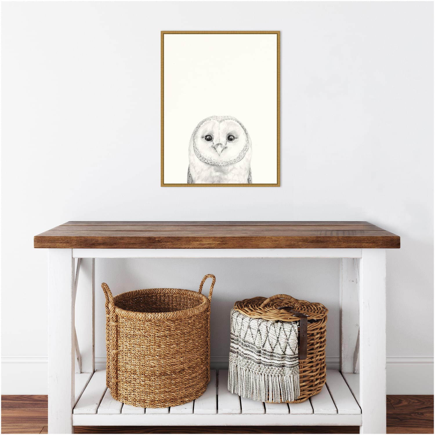 Amanti Art Animal Mug III Owl by Victoria Borges Framed Canvas Wall Art Print, 24inH x 18inW, Gold - Image 6