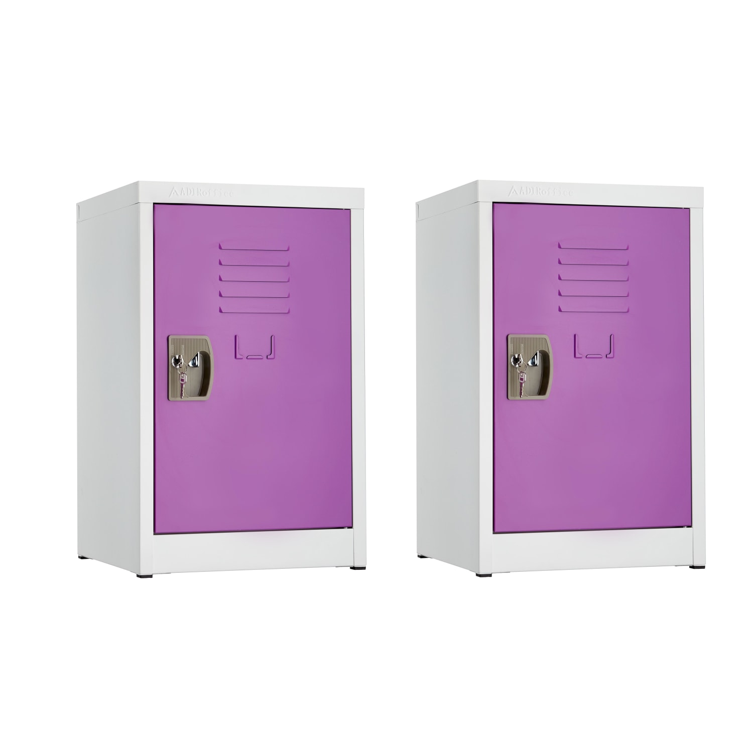 Alpine AdirOffice 1-Tier Steel Lockers, 24inH x 15inW x 15inD, Purple, Pack Of 2 Lockers