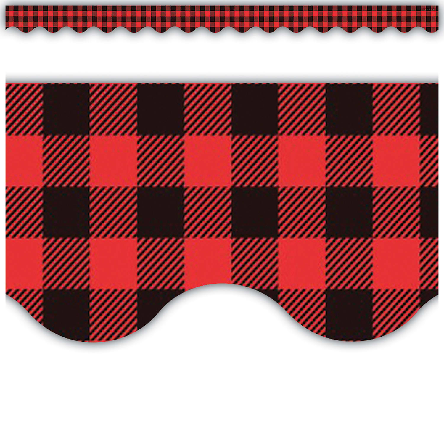 Teacher Created Resources Scalloped Border Trim Packs, 35', Red/Black Gingham, Set Of 6 Packs - Image 4