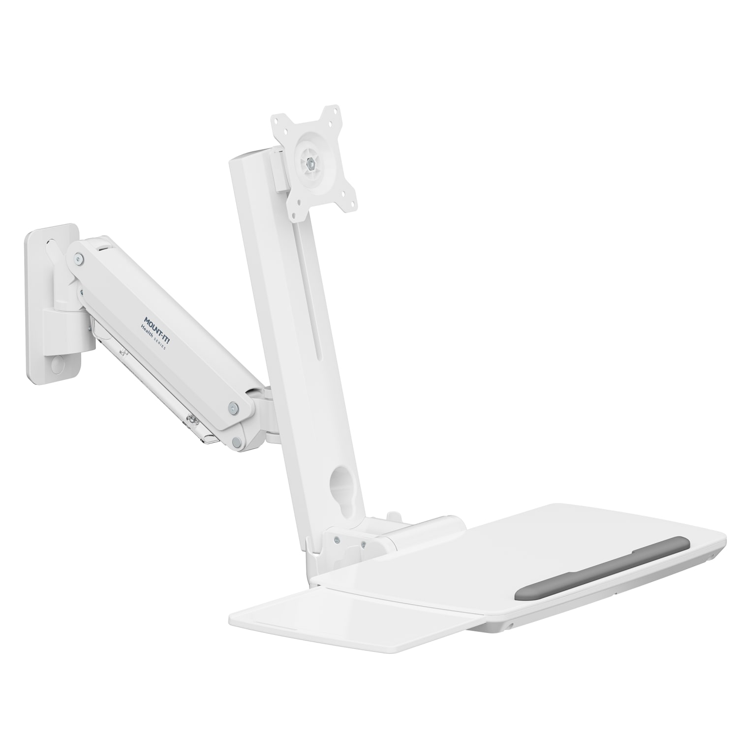 Mount-It! MedHub Wall-Mounted Flexible Workstation For Monitors Up To 35in, 29-1/2inH x 25-5/16inW x 25inD, White/Gray - Image 3