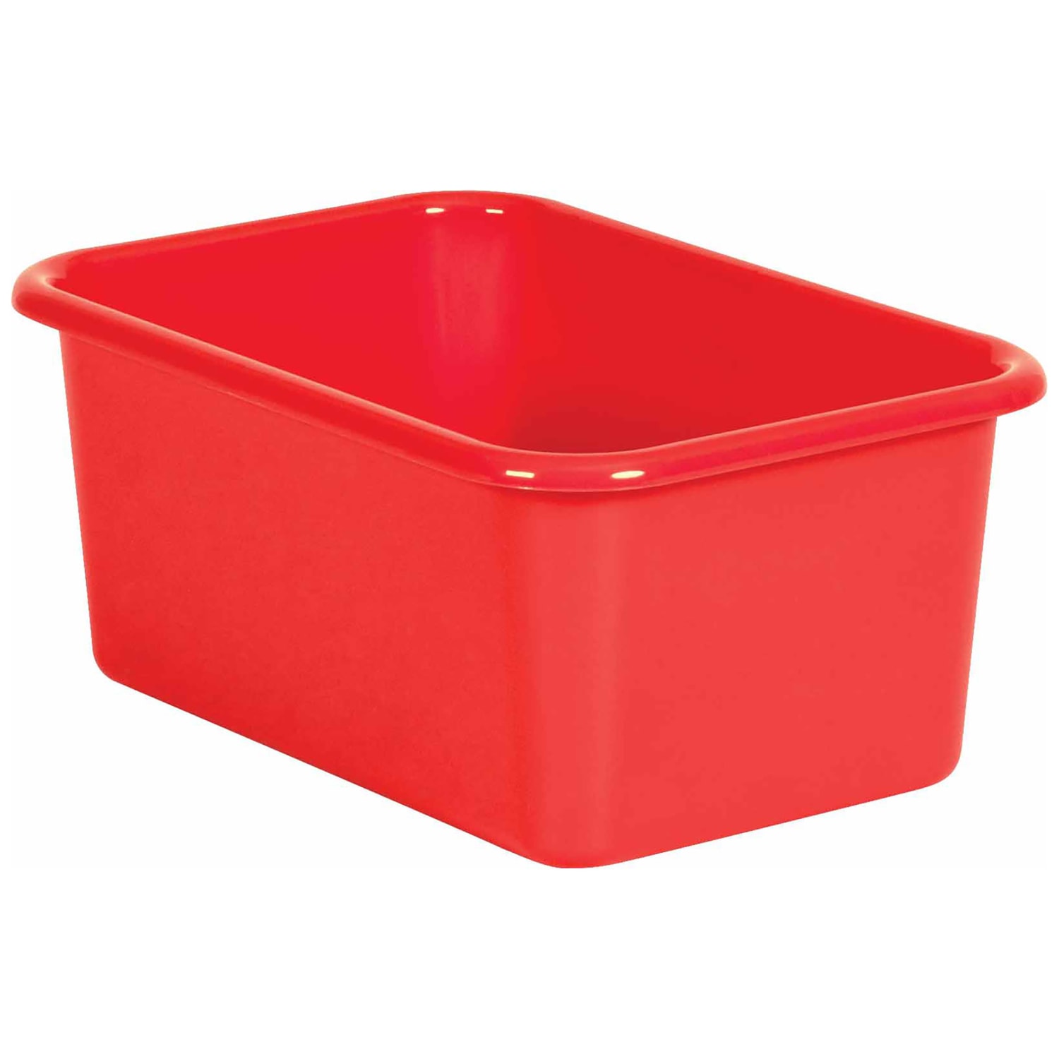 Teacher Created Resources Small Plastic Storage Bins, 5inH x 11-3/8inW x 7-3/4inD, Red, Pack Of 6 - Image 3
