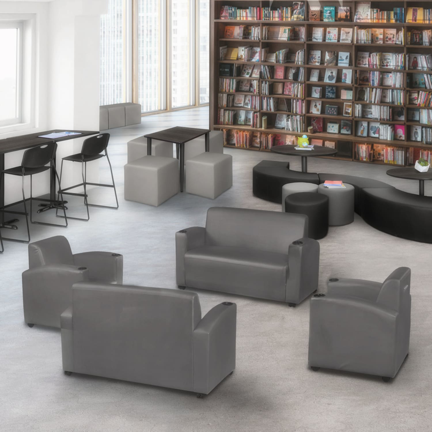 Regency Supernova Loveseat 33inH x 56inW x 29inD Black 7702GY PopularChairscom