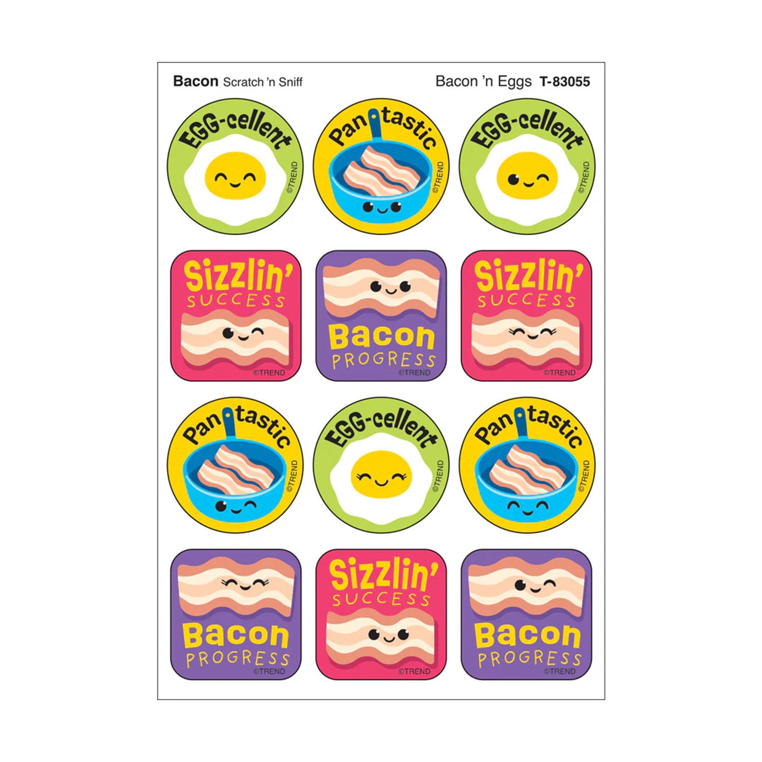 TREND Stinky Stickers, Bacon N Eggs, Bacon Scent, 48 Per Pack, Set Of 6 Packs - Image 3