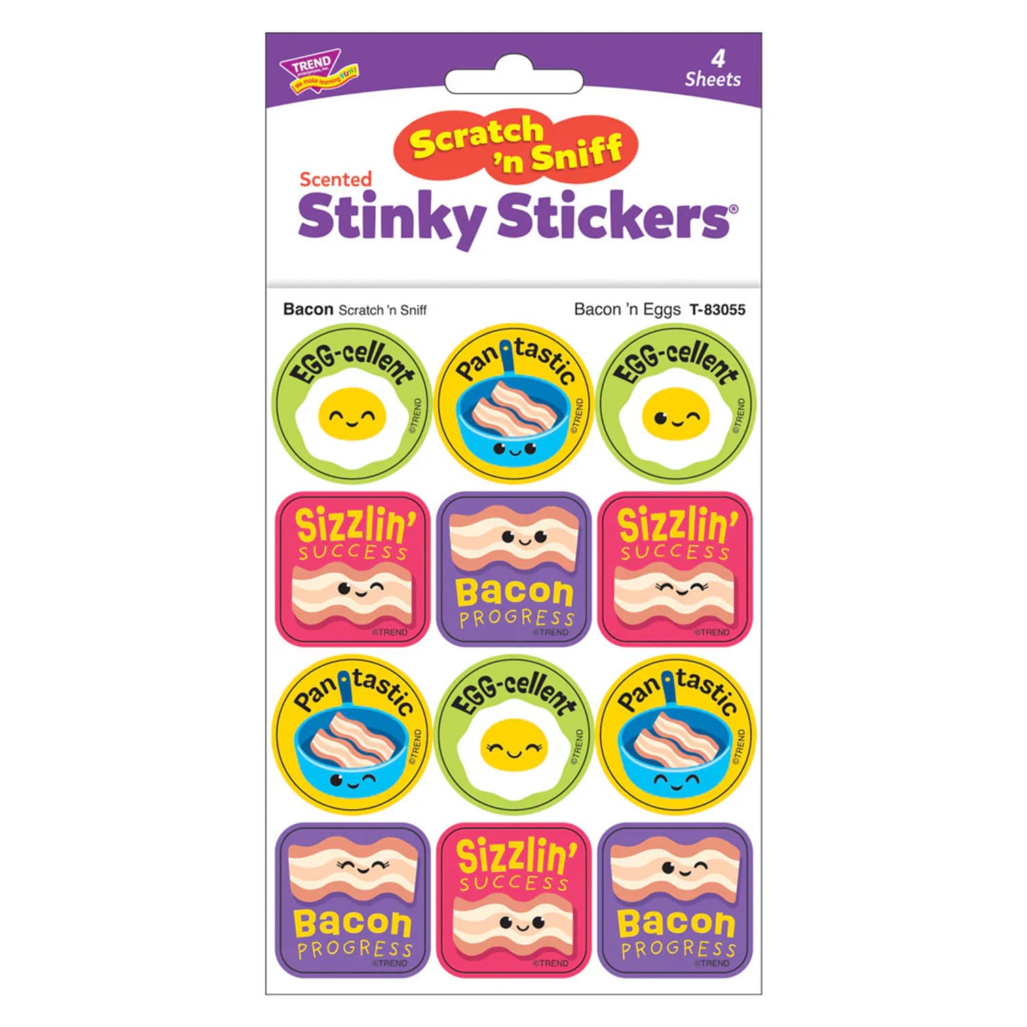TREND Stinky Stickers, Bacon N Eggs, Bacon Scent, 48 Per Pack, Set Of 6 Packs - Image 4