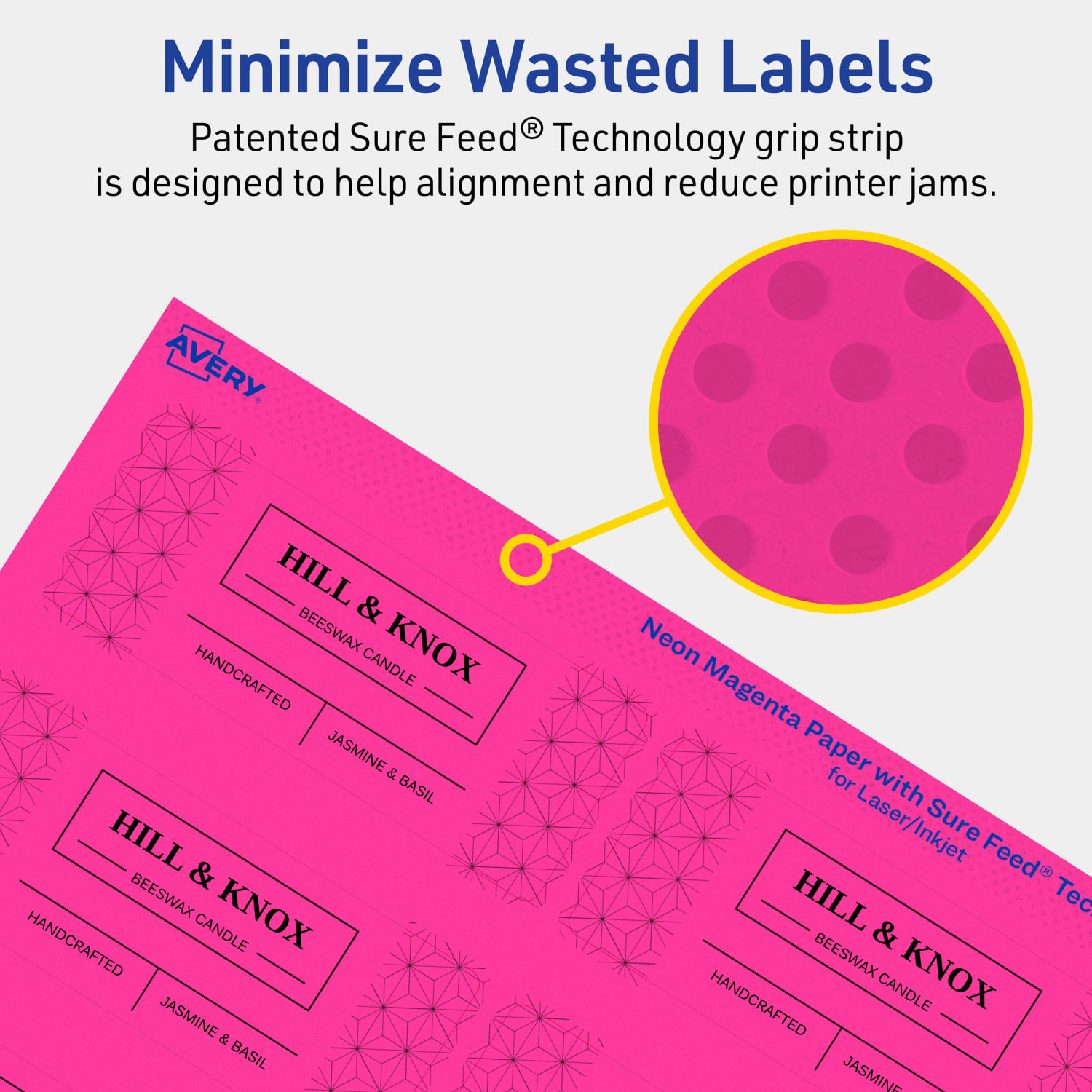 Avery Print-To-The-Edge Labels With Sure Feed Technology And Easy Peel, 94205-NMP10, Rectangle, 1-1/2in x 3-3/4in, Matte Neon Magenta, Pack of 100 - Image 5