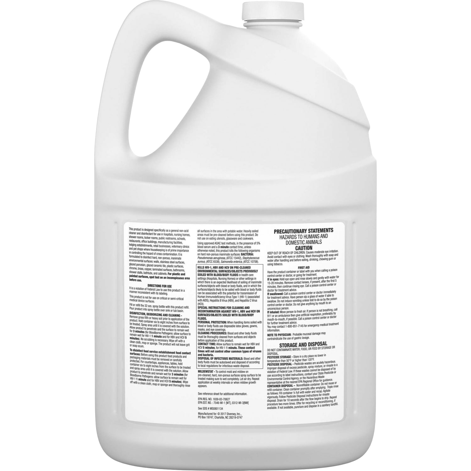 Diversey All-Purpose Virex Disinfectant Cleaner - Ready-To-Use - Liquid - 128 fl oz (4 quart) - Citrus Scent - 2 / Carton - Clear - Image 6