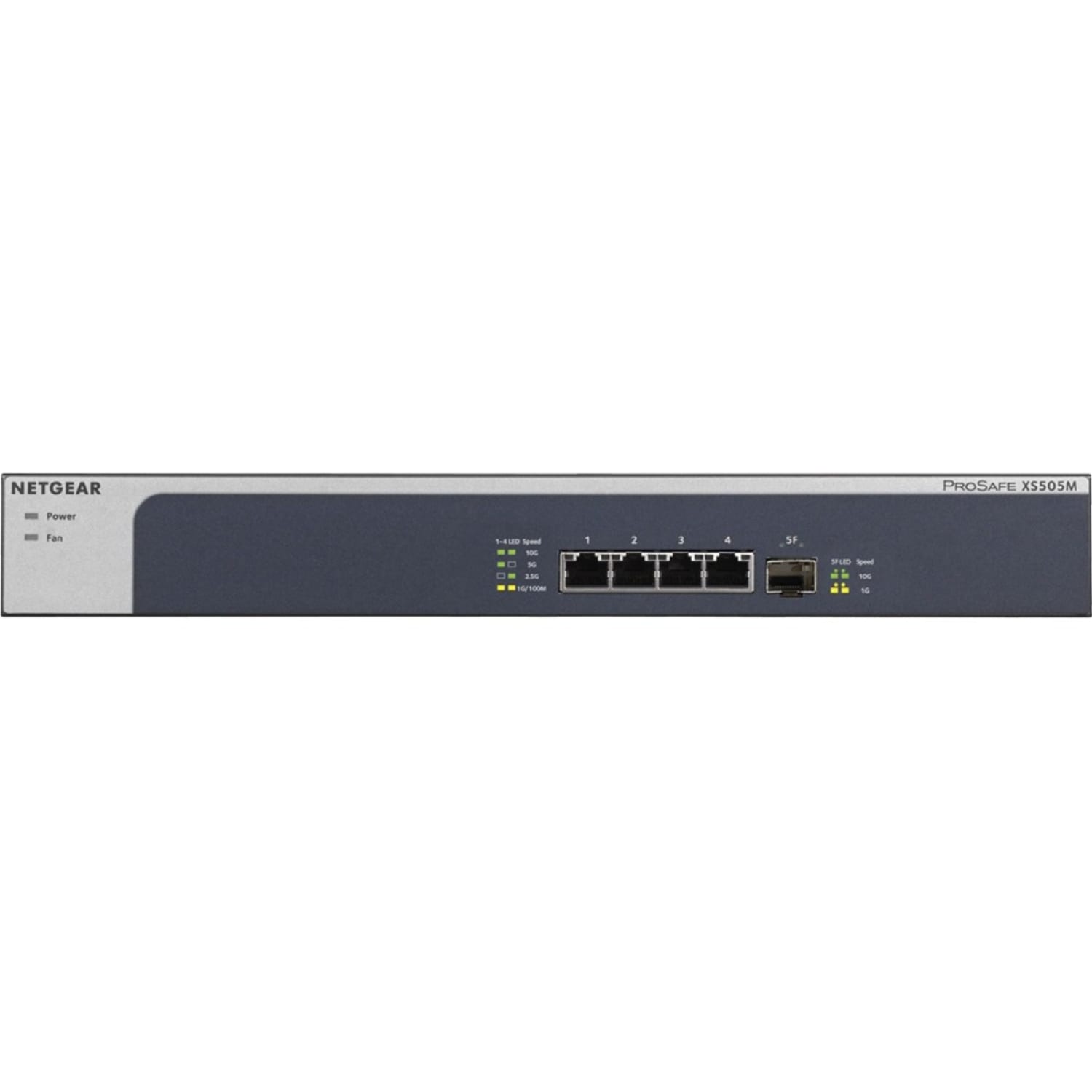 Netgear XS505M Ethernet Switch - 4 Ports - 2 Layer Supported - Modular - Twisted Pair, Optical Fiber - XS505M100NAS