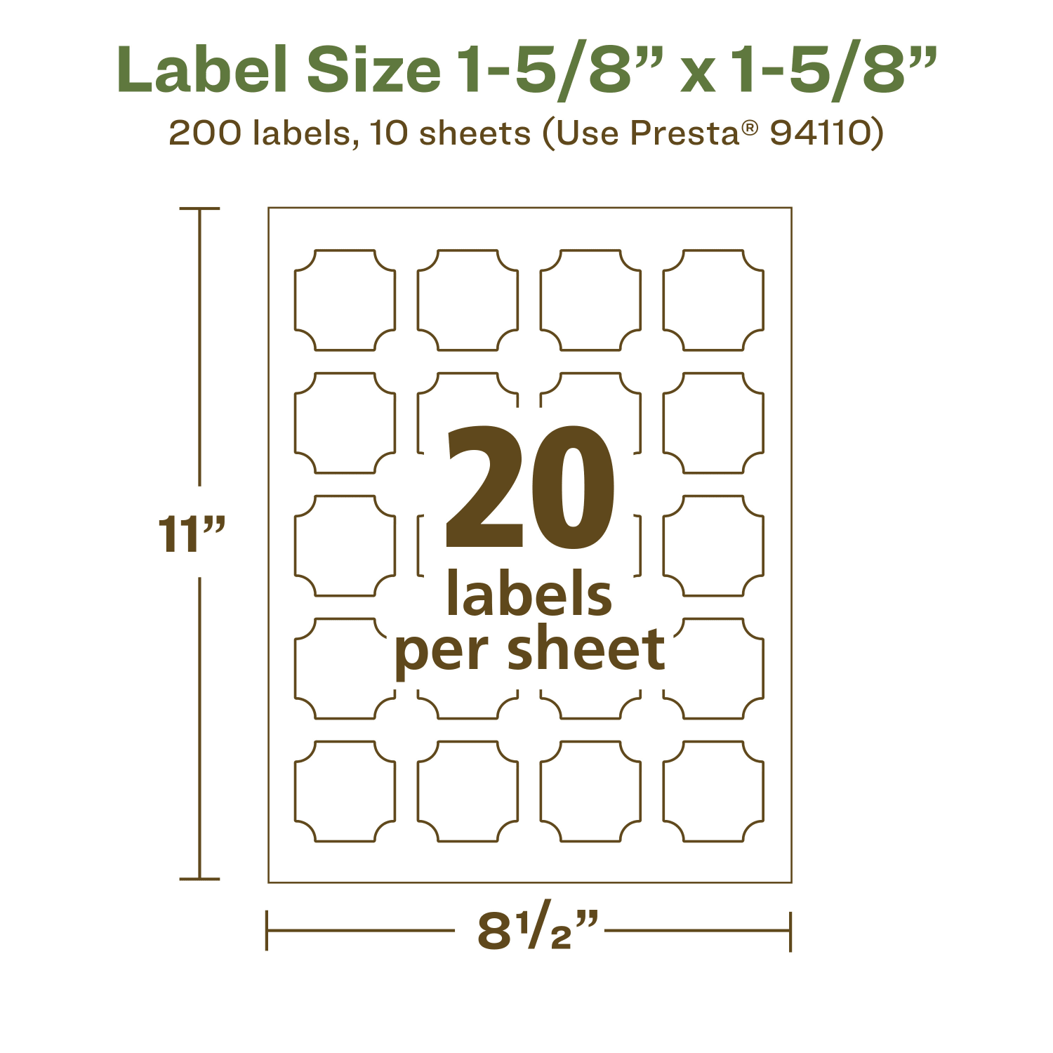 Avery Recycled Paper Labels, 94110-EWMP10, Square Scalloped, 1-5/8in x 1-5/8in, White, Pack Of 200 - Image 6