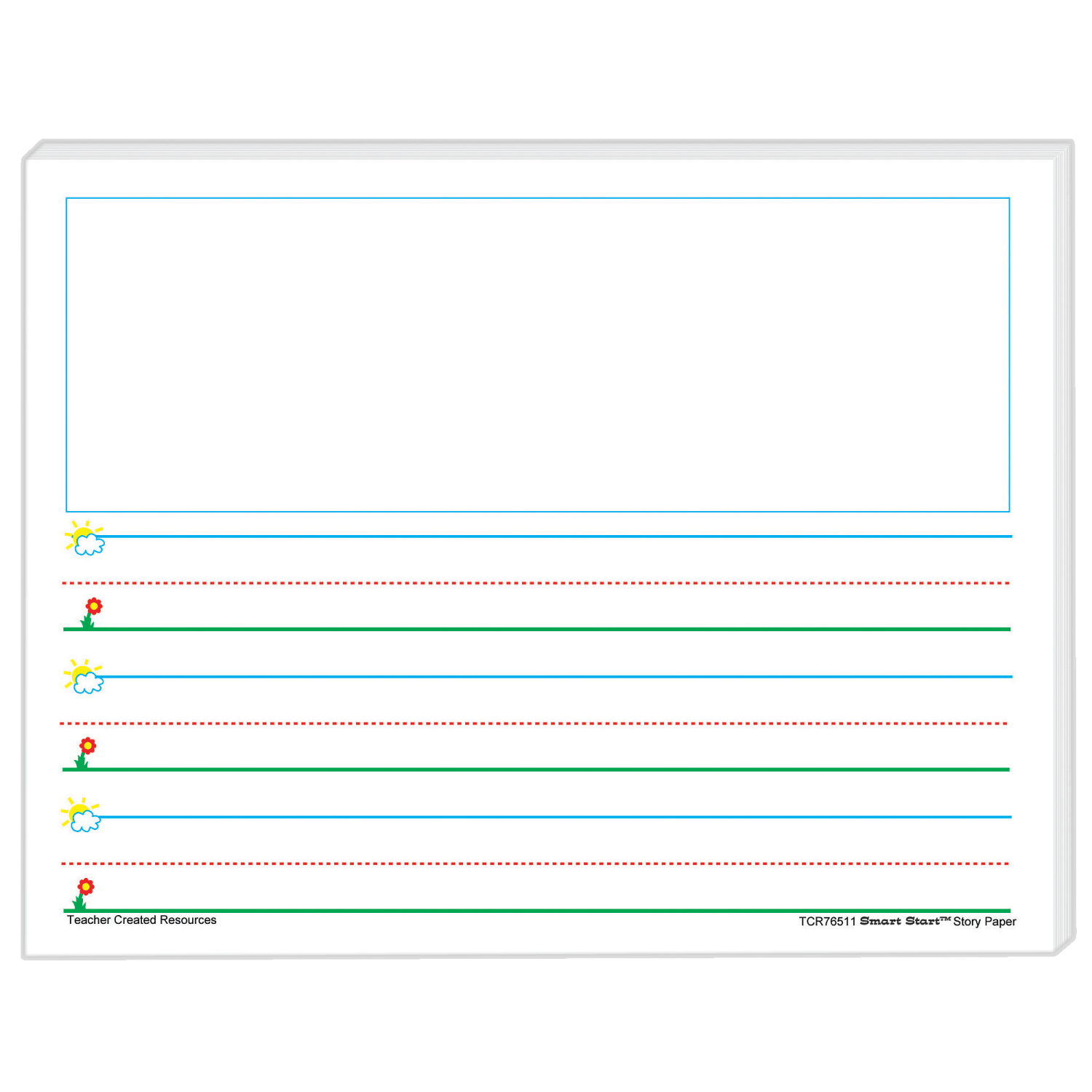 Teacher Created Resources Smart Start K-1 Story Paper, 8-1/2in x 11in, Primary Rule, White, 100 Sheets Per Pack, Set Of 2 Packs - Image 3