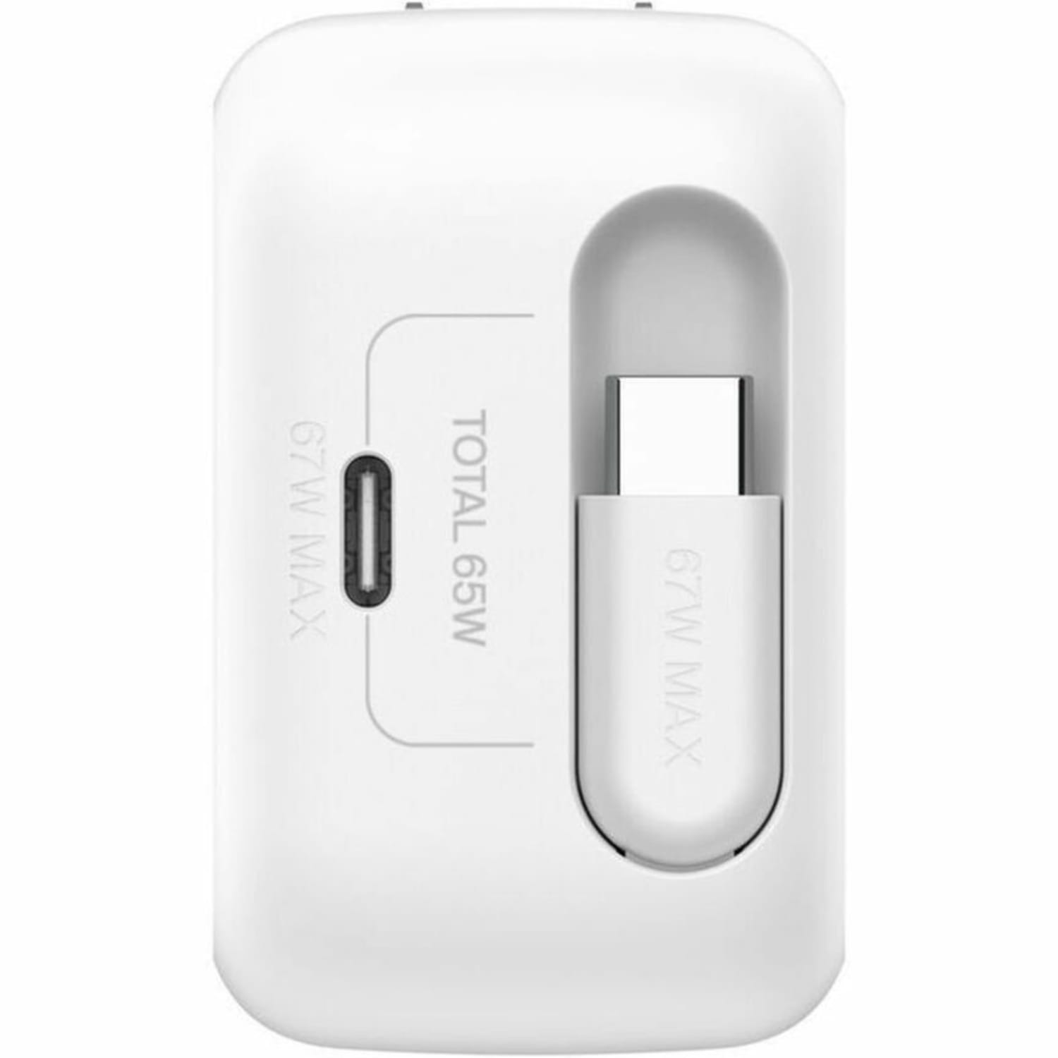 Belkin 67W GaN USB-C Wall Charger w/ 3.3 ft Retractable USB-C Cable - 1xUSB-C - Fast Charger - Power Adapter - White - 67 W - 3.30 ft Cable - White - Image 4