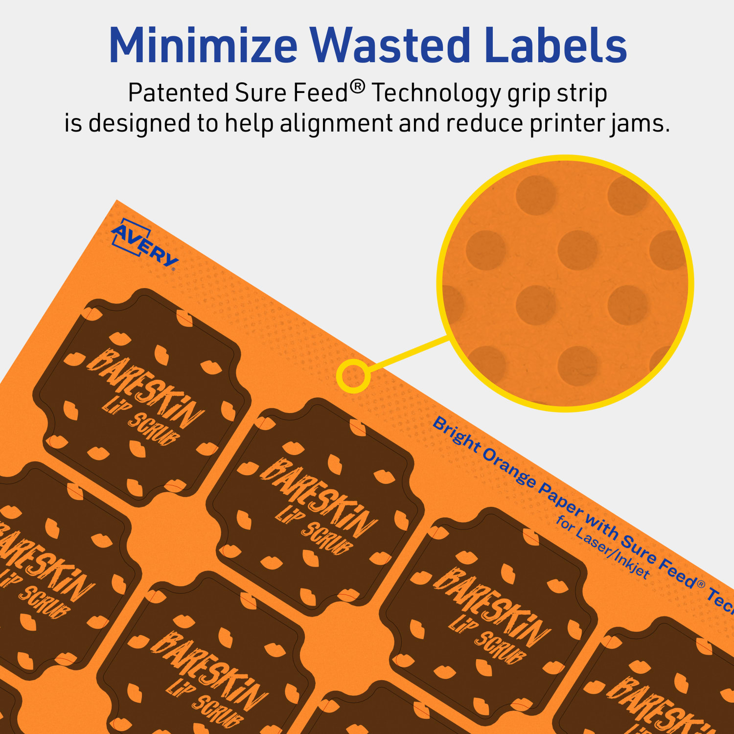 Avery Print-To-The-Edge Labels With Sure Feed Technology, 94110-BOP10, Square Scalloped, 1-5/8in x 1-5/8in, Matte Bright Orange, Pack of 200 - Image 5