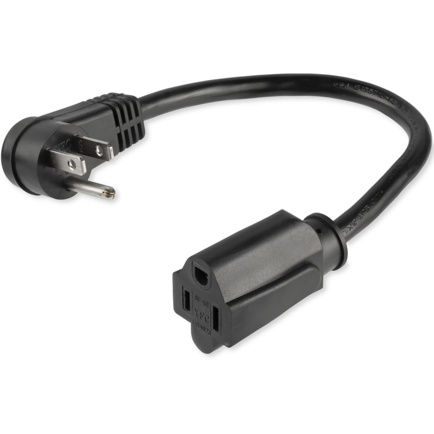 StarTech.com 1 ft Flat Extension Cord - NEMA 5-15R to NEMA Right-Angle 5-15P Power Cable - Low Profile Extension Cord - Right Angle Power Cord - Image 5