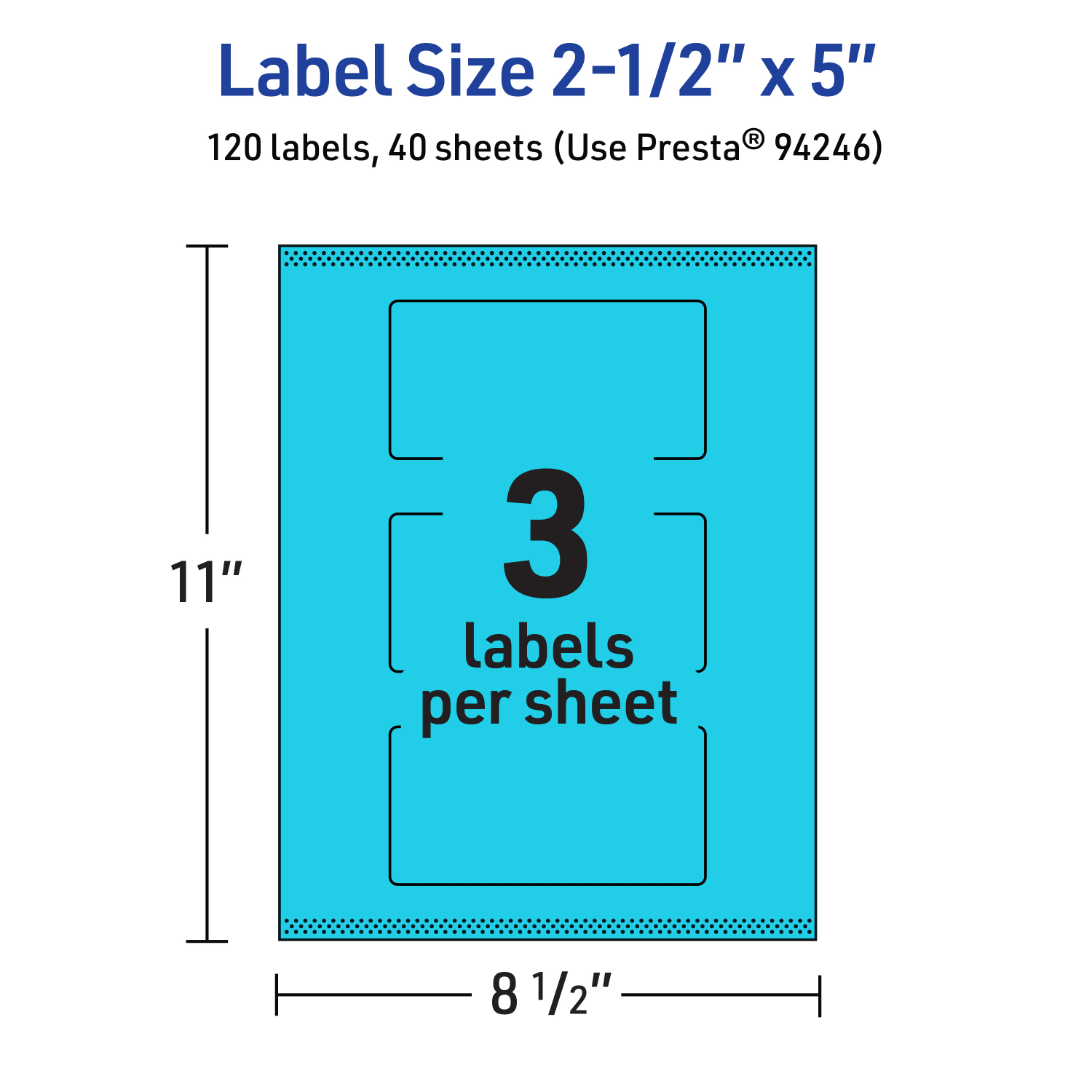 Avery Print-To-The-Edge Labels With Sure Feed Technology, 94246-BBP40, Rectangle, 2-1/2in x 5in, Matte Bright Blue, Pack of 120 - Image 6