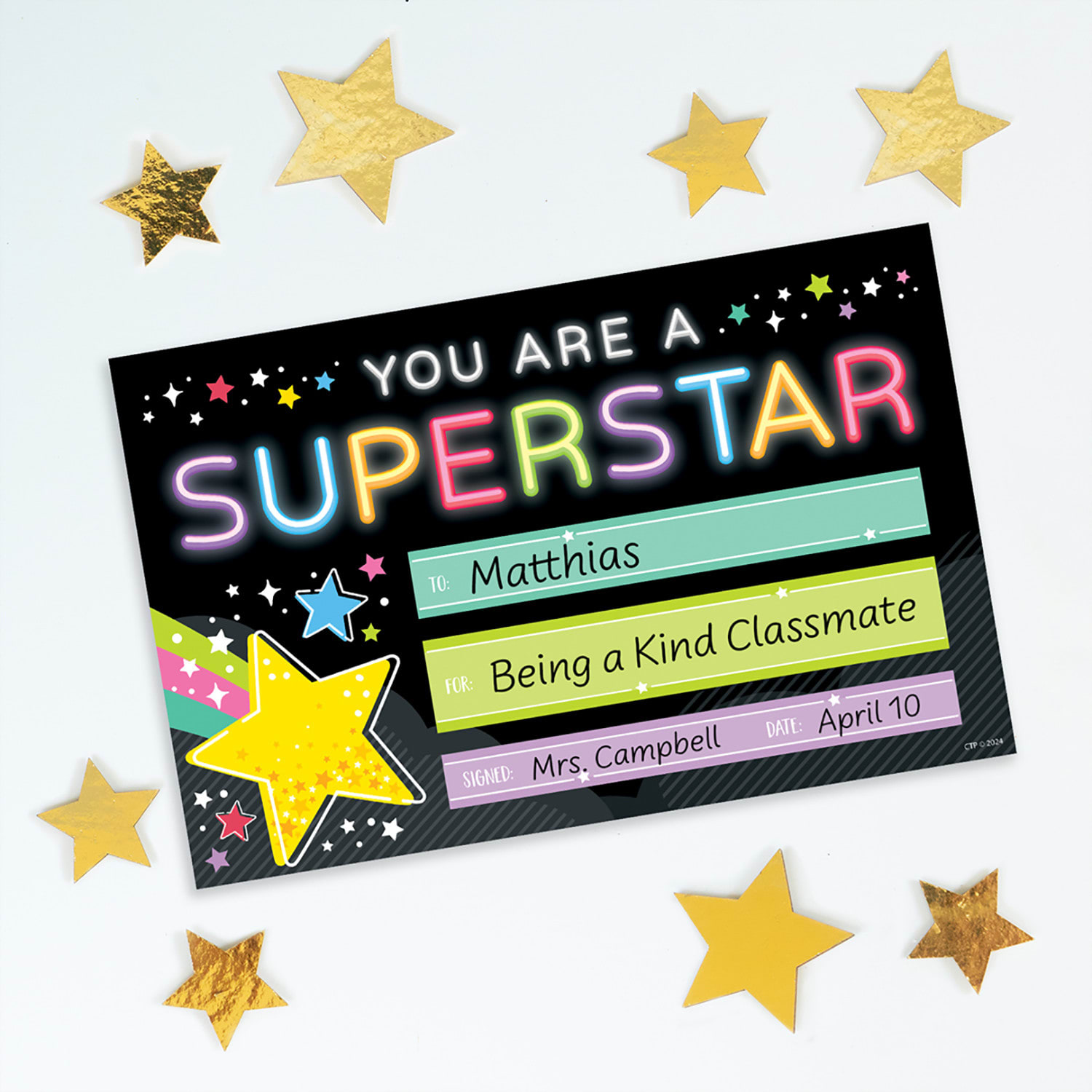 Creative Teaching Press Awards, Star Bright Superstar, 30 Awards Per Pack, Set Of 6 Packs - Image 6