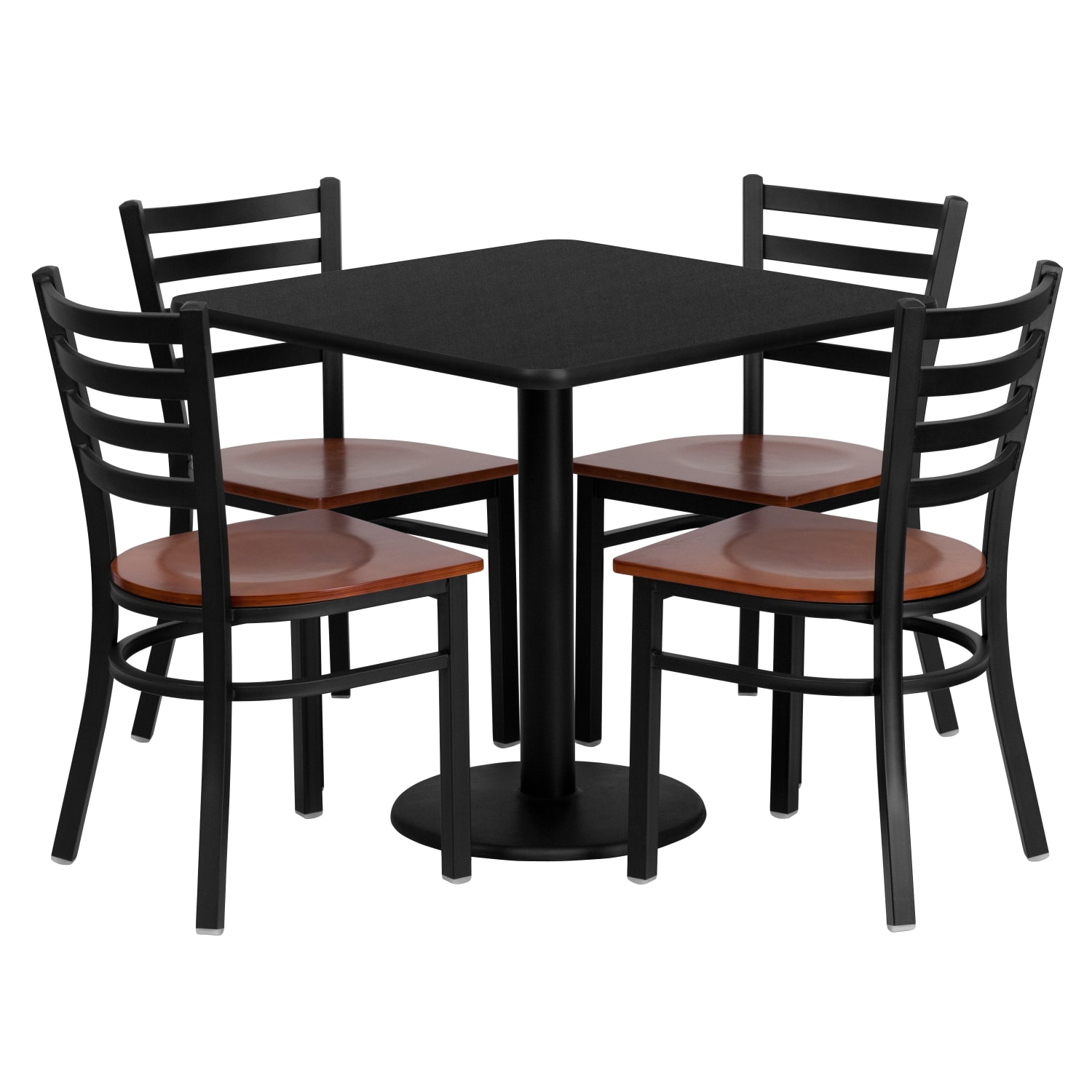 Flash Furniture Square Table And 4 Ladder-Back Chairs, 30in x 30in, Black - Image 3