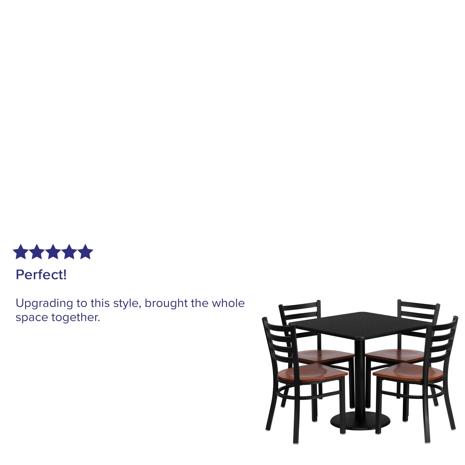 Flash Furniture Square Table And 4 Ladder-Back Chairs, 30in x 30in, Black - Image 5