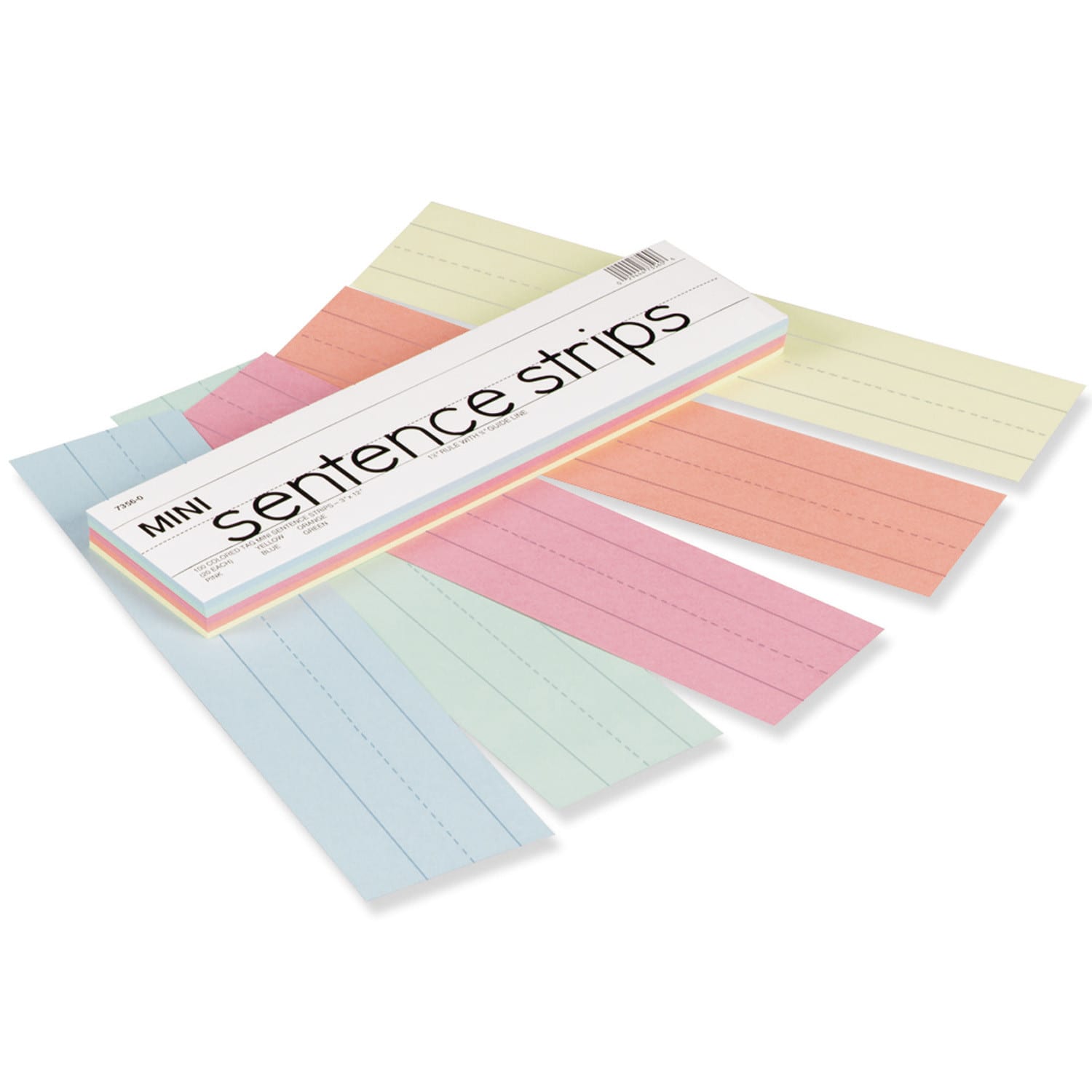 Pacon Mini Sentence Strips, 1/16inH x 3inW x 12inD, Assorted Colors, 100 Strips Per Pack, Set Of 3 Packs - Image 3