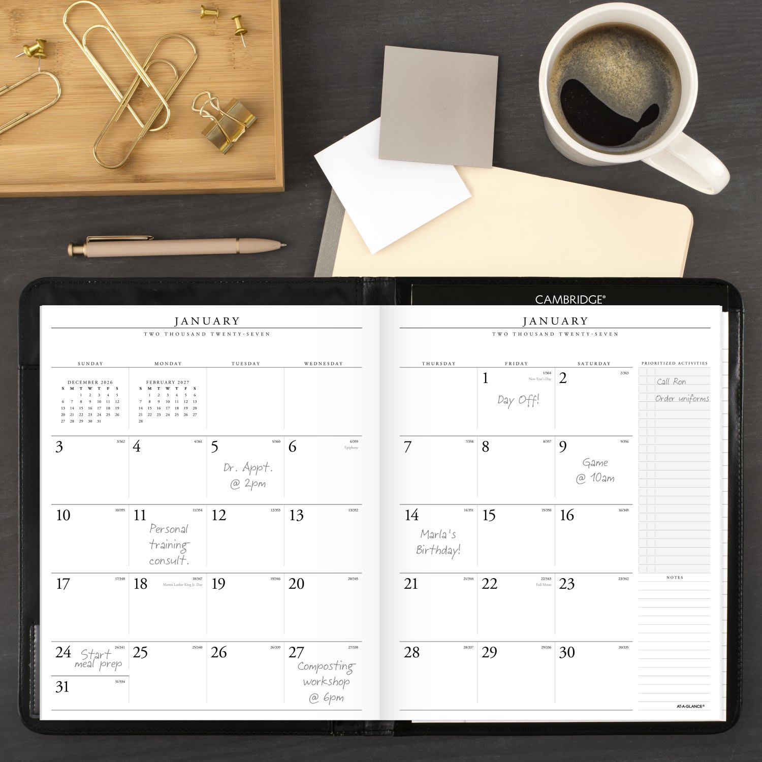 AT-A-GLANCE Executive 2027 Monthly Padfolio, Black, Large, 9in x 11in - Image 3