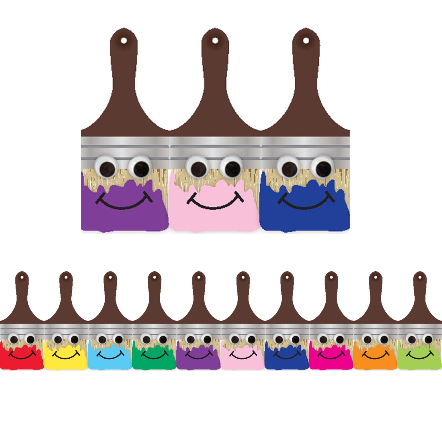 Hygloss Classroom Borders, Happy Paintbrush Die Cut, 12 Borders Per Pack, Set Of 6 Packs - Image 3