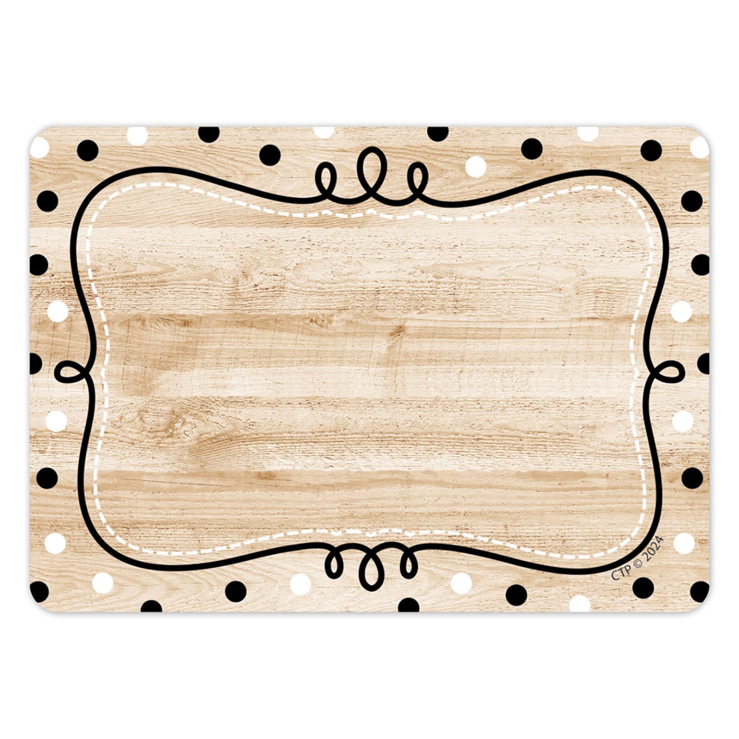 Creative Teaching Press Labels, 3-1/2in x 2-1/2in, Core Decor Loop-de-Dots on Wood Labels, 36 Labels Per Pack, Set Of 6 Packs - Image 3