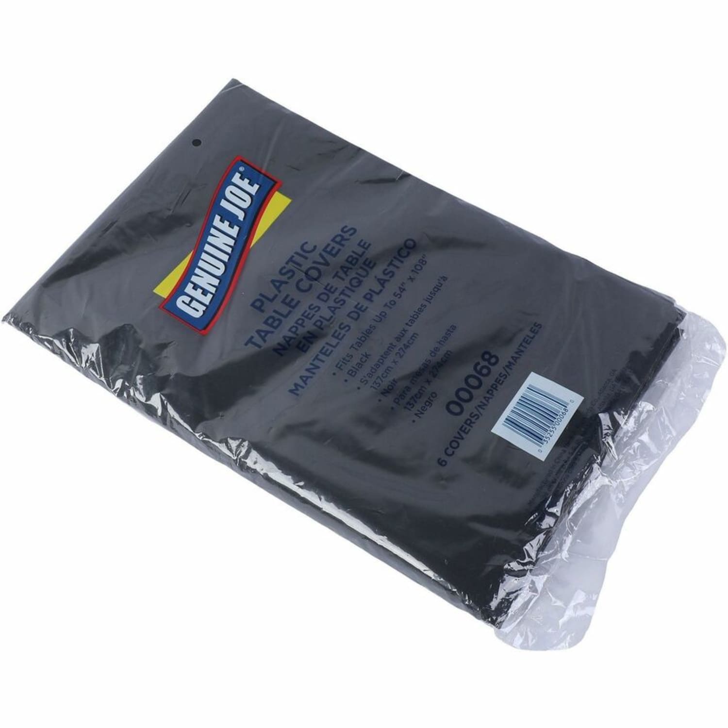 Genuine Joe Plastic Table Covers - 108in Length x 54in Width - Plastic - Black - 6 / Pack - Image 4