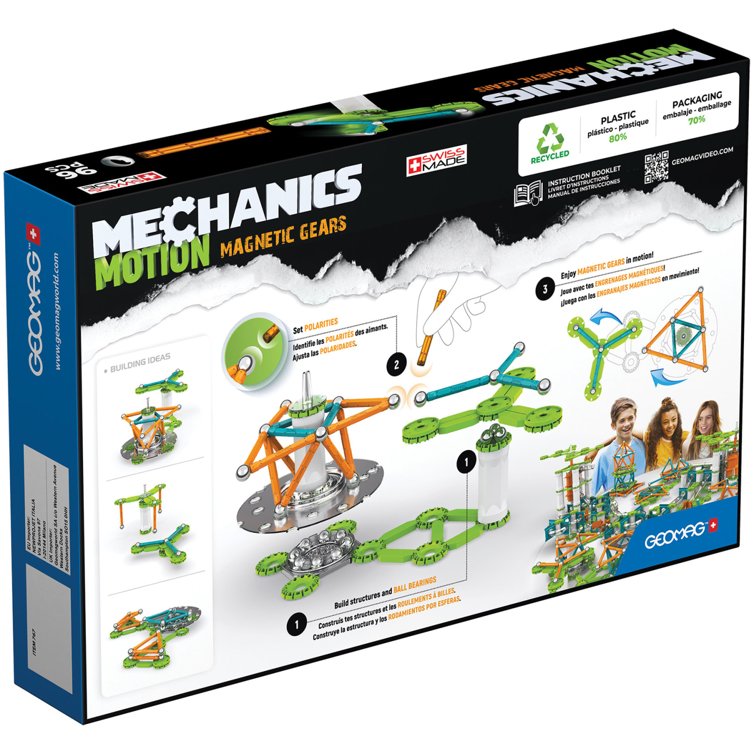 Geomag Mechanics Motion Construction Set, Magnetic Gears Recycled, 96 Pieces - Image 4