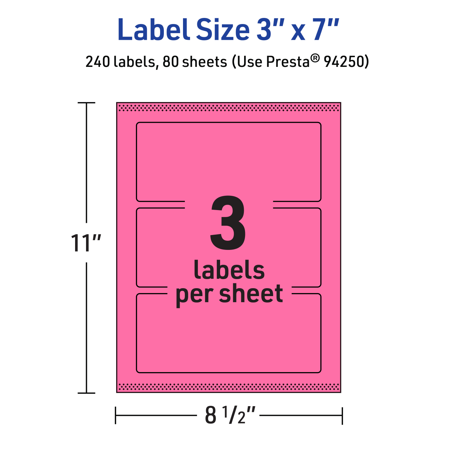 Avery Print-To-The-Edge Labels With Sure Feed Technology, 94250-BPP80, Rectangle, 3in x 7in, Matte Bright Pink, Pack of 240 - Image 6
