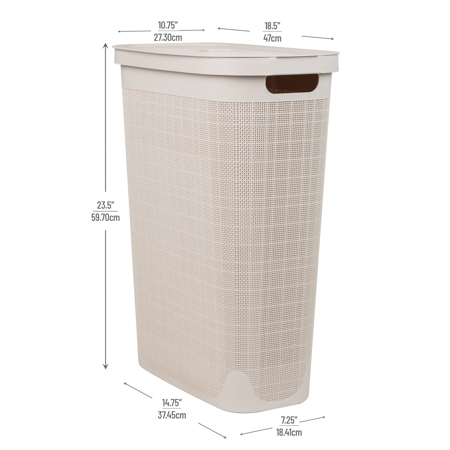 Mind Reader Linen Design Laundry Hamper, 40 L, 23-1/2inH x 10-3/4inW x 18-1/2inL, Ivory - Image 4