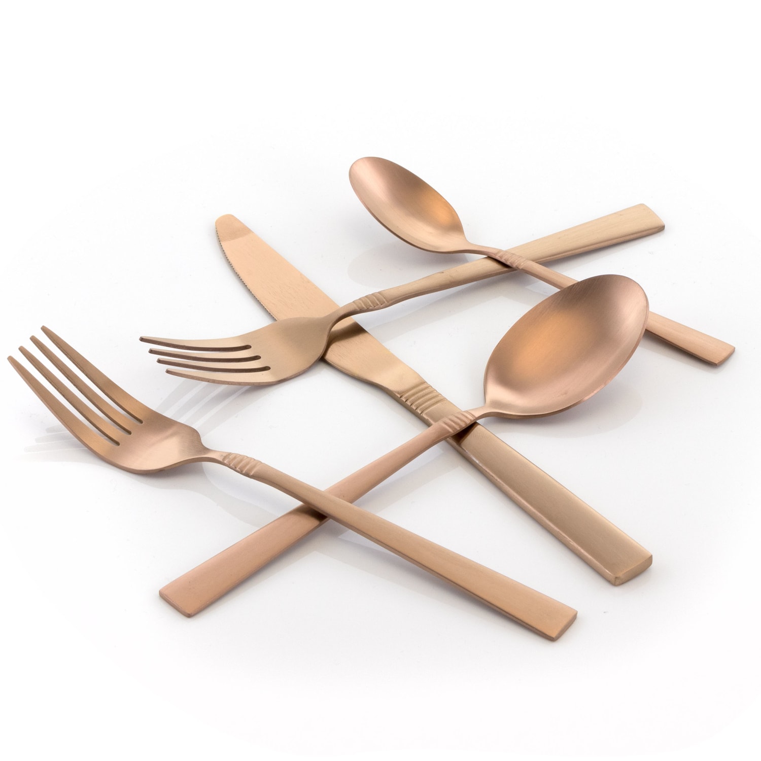 MegaChef Cravat 20-Piece Stainless-Steel Flatware Set, Matte Rose - Image 3