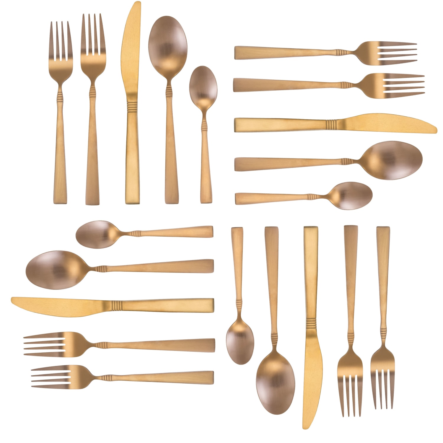 MegaChef Cravat 20-Piece Stainless-Steel Flatware Set, Matte Rose - Image 4